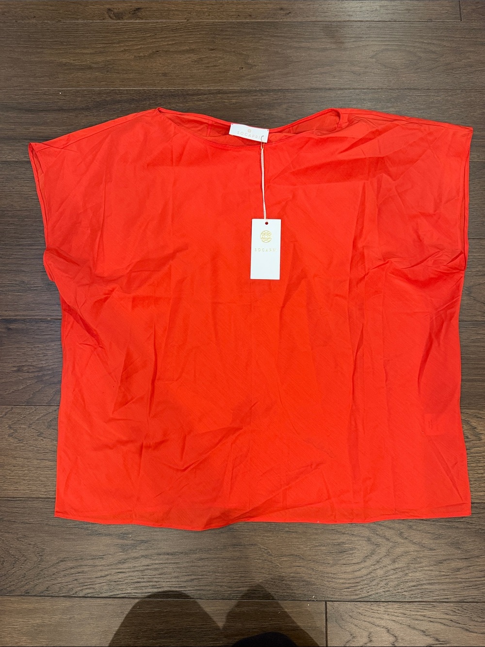 SOCAPRI Red Cotton/Silk Cap-Sleeve Women's Top Size 46/XL? NWT - C76-110